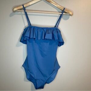 & Other Stories Frill Bandeau Swimsuit Blue Size 4 NWOT